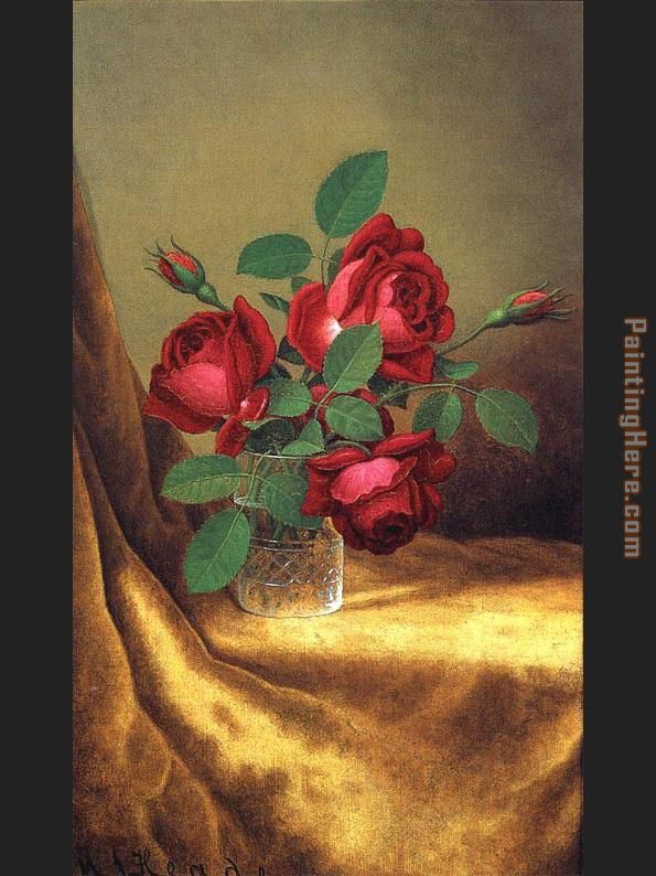 Martin Johnson Heade Red Roses in a Crystal Goblet